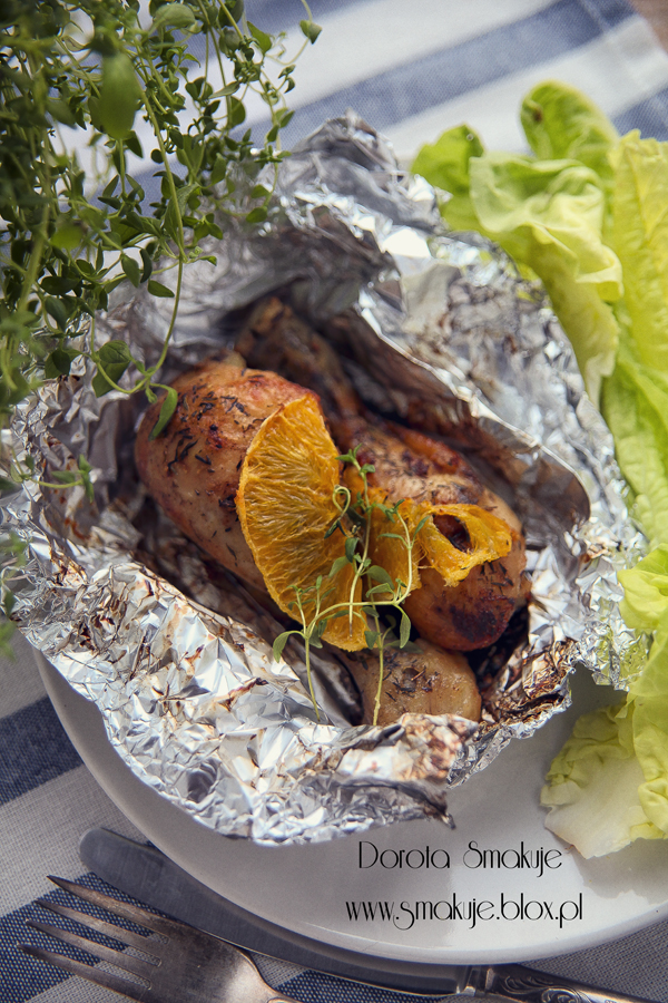 Kurczak pieczony z pomarańczami i tymiankiem